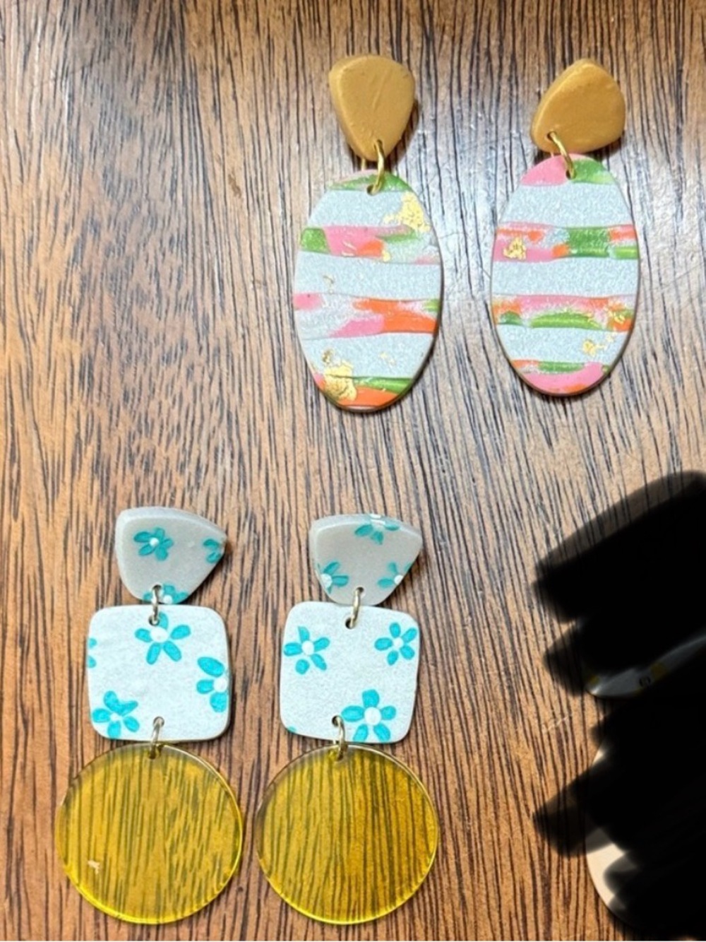Floral Boho Clay Earrings Set of 2